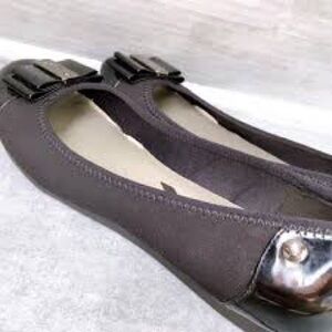 Anne Klein Black Flats with Metallic Detail